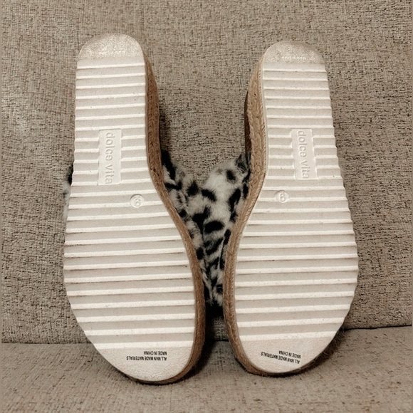 Dolce Vita Leopard Print Fuzzy Slide Espadrilles - Picture 4 of 4